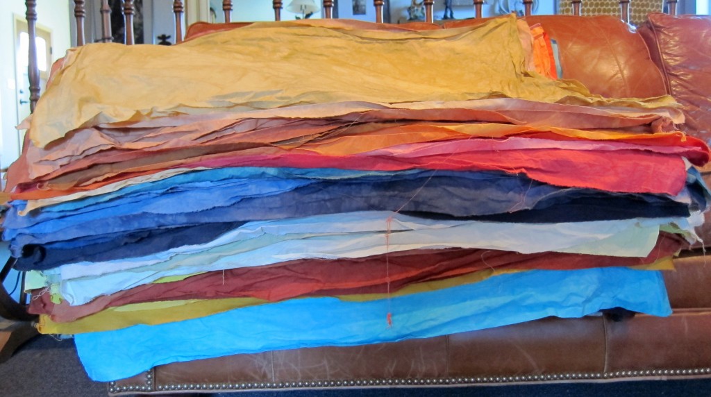 some of the +100 yards of fabric I've recently dyed