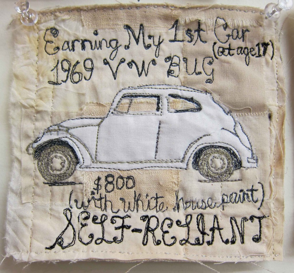 "Self-Reliant", 5 x 5 inches, mini textile painting, ©2014 Ayn Hanna